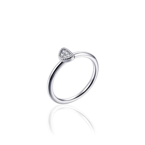 Jewels Inc. - Ring - Fantasie gezet met Zirkonia Stenen - 6mm Breed - Maat 60 - Gerhodineerd Zilver 925