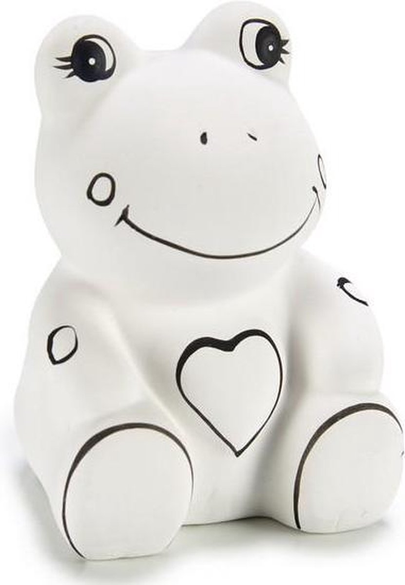 Pincello spaarpot kikker keramiek wit 9 cm - creatieve knutselset.