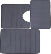 Badkamer matten set - 3 stuks - verkrijgbaar in 5 verschillende kleuren - kleur donkergrijs
