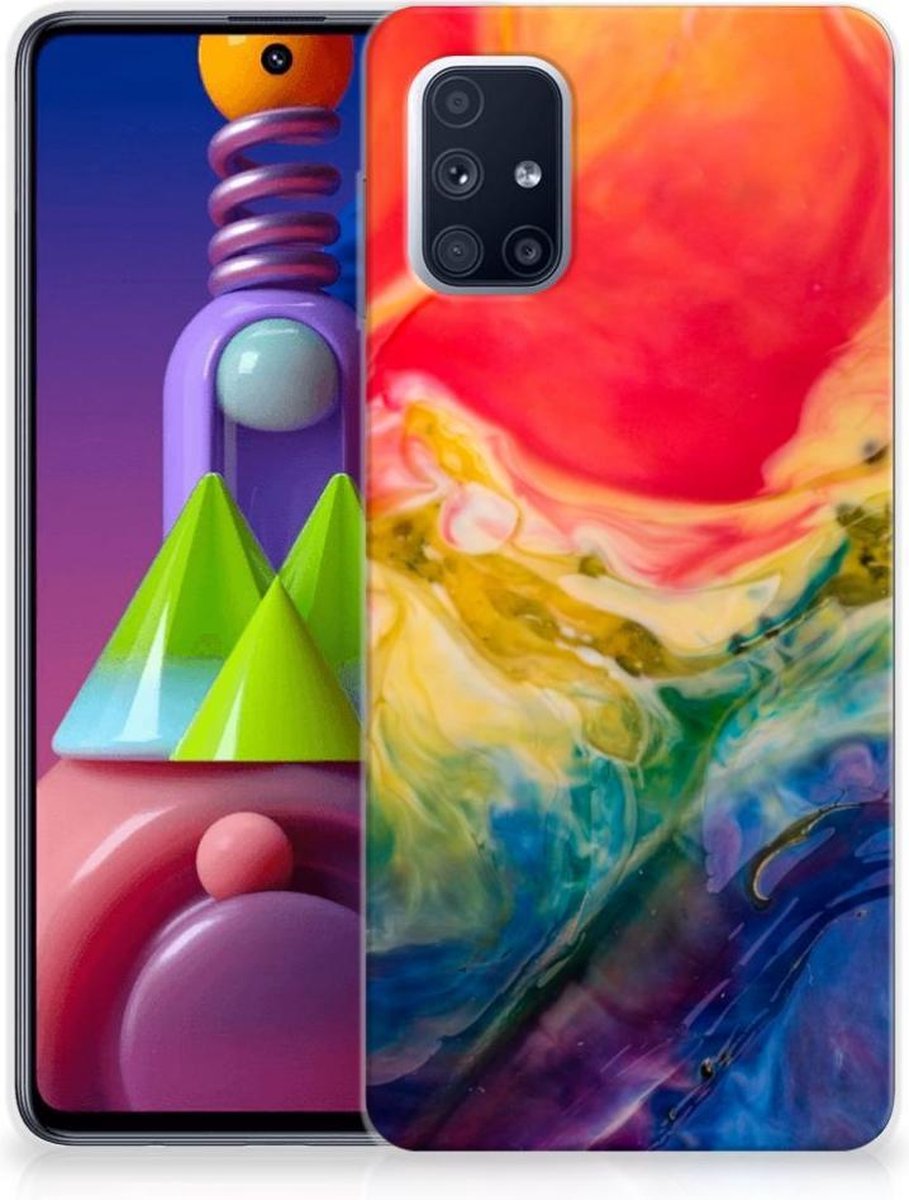 Back Cover voor Hoesje maken Samsung Galaxy M51 Watercolor Dark