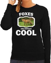 Dieren vossen sweater zwart dames - foxes are serious cool trui - cadeau sweater bruine vos/ vossen liefhebber 2XL