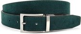 Draaibare reversible riem suede groen/bruin 3.5 cm breed - groen / bruin - Reversibel - Echt Suede leder - Taille: 115cm - Totale lengte riem: 130cm