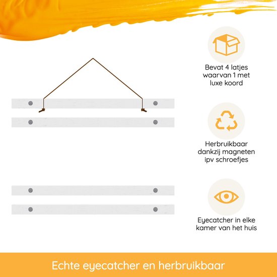 Porte- affiche Homium 30 cm - Bois - Wit - Système de Homium magnétique
