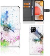 Wallet Book Case Geschikt voor Samsung Galaxy A42 5G Hoesje Vogel