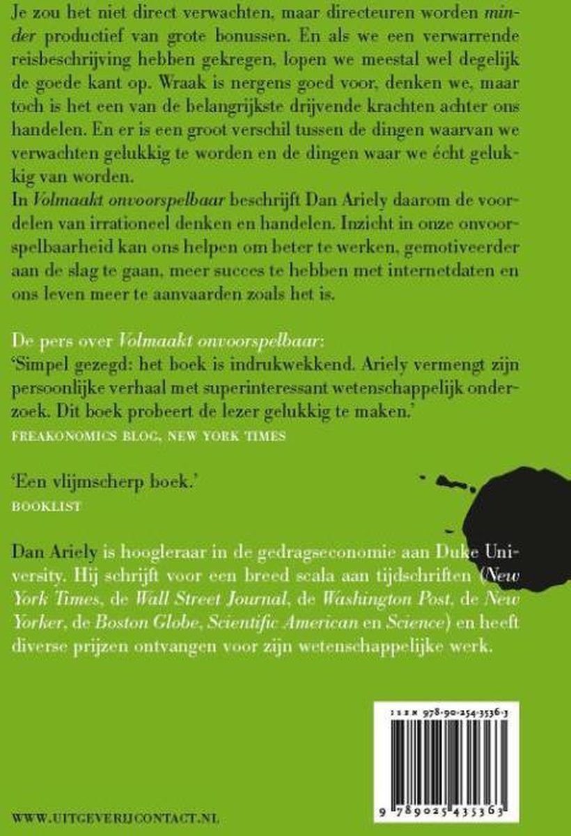 Volmaakt onvoorspelbaar - back cover
