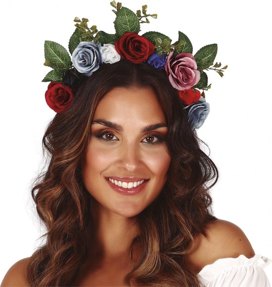 Hippie/flower power koel gedempte kleuren verkleed bloemen diadeem/tiara  voor dames | bol.com