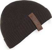 Knit Factory Jazz Gebreide Muts Heren & Dames - Beanie hat - Donkerbruin - Warme donkerbruine Wintermuts - Unisex - One Size