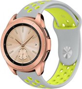 Siliconen Smartwatch bandje - Geschikt voor  Samsung Galaxy Watch sport band 42mm - grijs/geel - Horlogeband / Polsband / Armband
