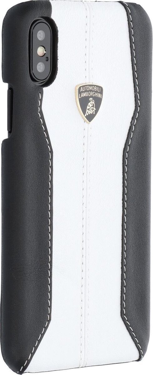 Wit hoesje van Lamborghini - Backcover - D1 Serie - iPhone X-Xs - Genuine Leather - Echt leer