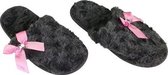 Pantoffels Slippers Met Roze Boog - Zwart - Maat 36