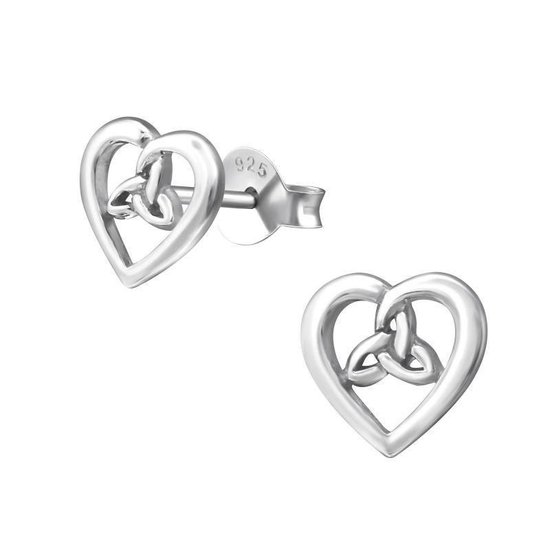 Aramat jewels ® - Zilveren oorbellen keltisch hart 925 zilver zilverkleurig 8mm x 7mm