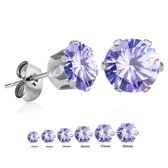Aramat jewels ® - Stalen oorbellen zirkonia rond 5mm lila