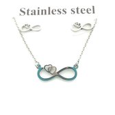 Aramat jewels ® - Sieradenset oorbellen en ketting infinity hart staal dames 48cm