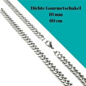 Dichte gourmet ketting-60cm-10mm-staal-zilver-heren