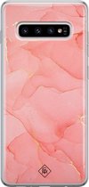 Samsung S10 Plus hoesje siliconen - Marmer roze | Samsung Galaxy S10 Plus case | Roze | TPU backcover transparant