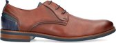 Van Lier - Heren - Cognac veterschoenen met donkerblauwe details - Maat 41