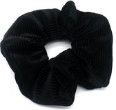 Dielay - Scrunchie van Ribstof / Ribfluweel - Corduroy Haarelastiek - Zwart