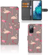 Hoesje met naam Samsung Galaxy S20FE Wallet Book Case Flamingo
