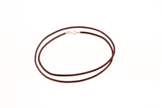 AuBor ®. Leren ketting met zilveren sluiting. Vintage rood/bruin. 2mm ×  90cm | bol.com