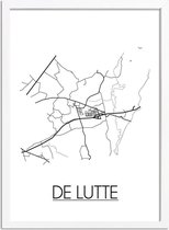 De Lutte Plattegrond poster A4 + Fotolijst Wit (21x29,7cm) - DesignClaud