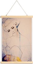 JUNIQE - Posterhanger Aquarel mode-illustratie -40x60 /Geel & Ivoor