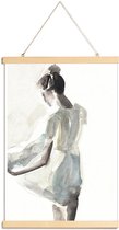 JUNIQE - Posterhanger Aquarel meisje -30x45 /Grijs & Ivoor
