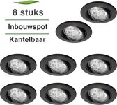 Inbouwspots EXTRA KLEIN - 8-pack - Spotjes inbouw - Voor kleine GU11 spot - Kantelbaar - Zwart