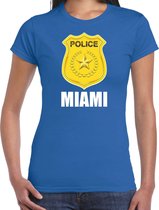 Police embleem Miami t-shirt blauw voor dames - politie agent - verkleedkleding / kostuum XS