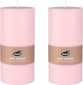 3x stuks mellow roze cilinderkaarsen/stompkaarsen 15 x 7 cm 50 branduren - geurloze kaarsen