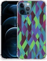 TPU Silicone Hoesje iPhone 12 | 12 Pro Telefoonhoesje  met doorzichtige rand Abstract Groen Blauw