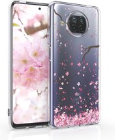 kwmobile telefoonhoesje voor Xiaomi Mi 10T Lite - Hoesje voor smartphone in poederroze / donkerbruin / transparant - Kersenbloesembladeren design