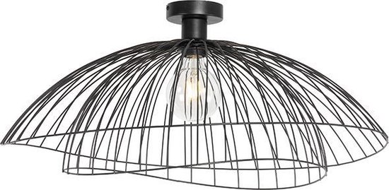 QAZQA pua - Design Plafondlamp - 1 lichts - Ø 66 cm - Zwart - Woonkamer | Slaapkamer | Keuken