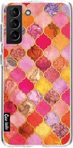 Casetastic Samsung Galaxy S21 Plus 4G/5G Hoesje - Softcover Hoesje met Design - Pink Moroccan Tiles Print