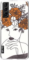 Casetastic Samsung Galaxy S21 Plus 4G/5G Hoesje - Softcover Hoesje met Design - Flower Girl Lines Print