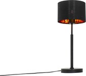 QAZQA vt - Moderne Tafellamp met kap - 1 lichts - H 48.8 cm - Zwart Goud - Woonkamer | Slaapkamer | Keuken