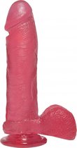 Crystal Jellies - Realistic Cock with Balls - 8 Inch - Pink - Realistic Dildos - pink - Discreet verpakt en bezorgd