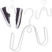 Relaxdays schoenen organizer - 3 stuks - schoenenhanger - metaal - schoenen opbergsysteem - wit