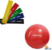 Tunturi - Fitness Set - Weerstandsbanden 5 stuks - Gymball Rood 55 cm