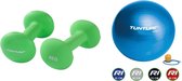 Tunturi - Fitness Set - Neopreen Dumbbellset 2 x 4 kg - Gymball Blauw 55 cm