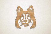 Wanddecoratie - Hond - Sheltie 2 - S - 51x45cm - Eiken - muurdecoratie - Line Art
