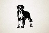 Wanddecoratie - Hond - Zwitserse sennenhond 1 - L - 109x72cm - Zwart - muurdecoratie - Line Art