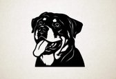 Wanddecoratie - Hond - Rottweiler 13 - M - 63x60cm - Zwart - muurdecoratie - Line Art