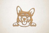 Wanddecoratie - Hond - Corgi 5 - S - 45x49cm - Eiken - muurdecoratie - Line Art