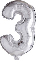 Folieballon , 3, H: 41 cm, zilver, 1 stuk