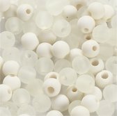 Plastic Kralen, d 6 mm, gatgrootte 2 mm, crème, 40 gr/ 1 doos