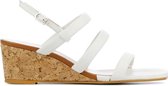 Mace Sandalen Dames / Damesschoenen - Leer   - Sleehak hoogte  6 cm - M1078 - Wit - Maat 38