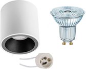 Opbouwspot Set - OSRAM Parathom PAR16 940 36D - Pragmi Cliron Pro - GU10 Fitting - Dimbaar - Opbouw Rond - Mat Wit/Zwart - 5.5W - Natuurlijk Wit 4000K - Verdiept - Ø90mm - BSE