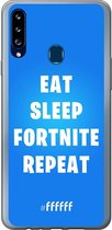 6F hoesje - geschikt voor Samsung Galaxy A20s -  Transparant TPU Case - Fortnite - Eat Sleep Fortnite Repeat #ffffff