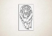Wanddecoratie - Wandpaneel leeuw tijger - XS - 30x18cm - Wit - muurdecoratie - Line Art