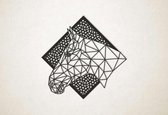 Line Art - Paard 3 met achtergrond - XS - 25x25cm - Zwart - geometrische wanddecoratie